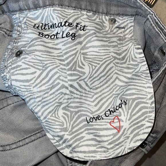 Chico's Platinum Denim Womens Ultimate Fit Stretch Bootcut Jeans Gray Sz 1 (8) - Picture 5 of 11